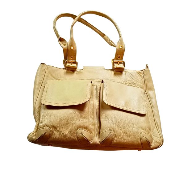 Vintage Wilson’s Leather Beige Genuine Leather Tote Bag 15” x 11” x 5” *FLAW* - Picture 2 of 6